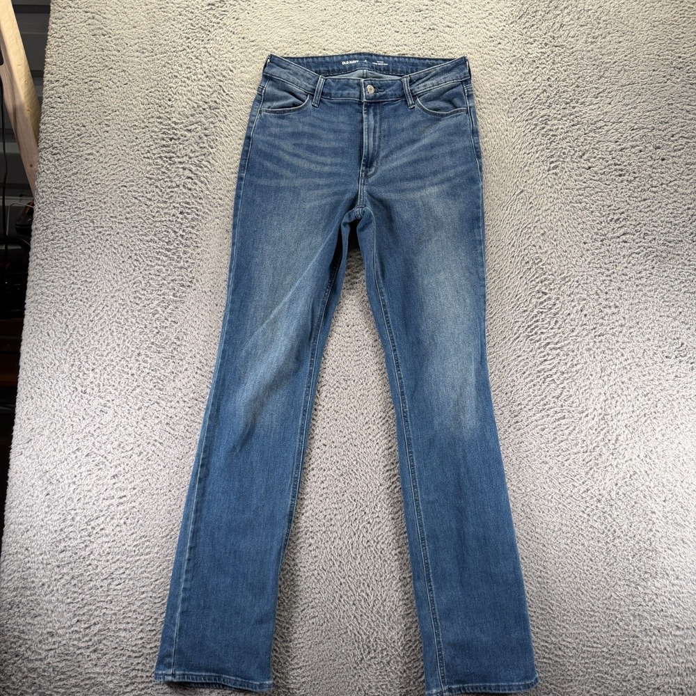 Old Navy Wow Jeans Womens 8 Blue Cotton Denim Boot-Cut Mid-Rise Faded Stretch‎